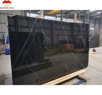 Современный дизайн отель Nero Marquina Большая плитка Зимбабве Черный мраморный пол и лестницы