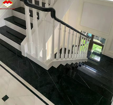 Современный дизайн отель Nero Marquina Большая плитка Зимбабве Черный мраморный пол и лестницы