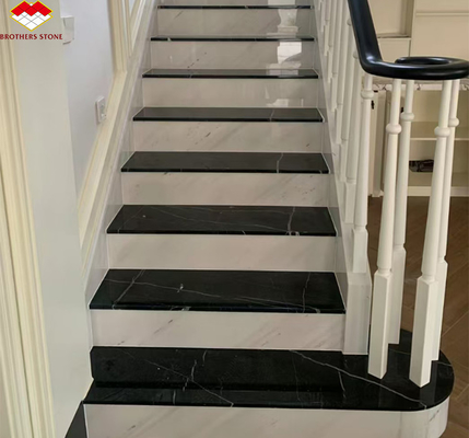 Современный дизайн отель Nero Marquina Большая плитка Зимбабве Черный мраморный пол и лестницы