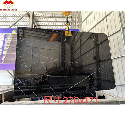 Современный Nero Marquina Черно-белый стипированный мрамор полированные натуральные большие плиты для гостиничной виллы