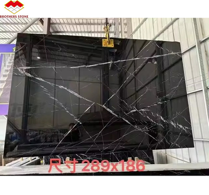 Современный Nero Marquina Черно-белый стипированный мрамор полированные натуральные большие плиты для гостиничной виллы