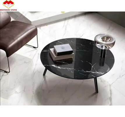 Современный Nero Marquina Черно-белый стипированный мрамор полированные натуральные большие плиты для гостиничной виллы