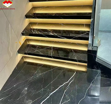 Современный Nero Marquina Черно-белый стипированный мрамор полированные натуральные большие плиты для гостиничной виллы