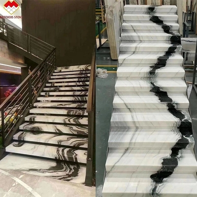 Внутреннее отточенное отделка натурального камня спиральная лестница с светодиодным светом и антискользящим дизайном