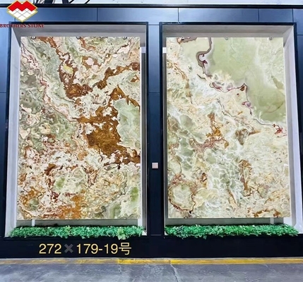 Зелёный мраморный панель с подсветкой из оникса для современного графического дизайна и украшения стен