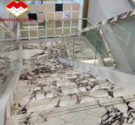 Современный Калаката Виола Белый мрамор с фиолетовыми венозными плитками Поднимите ваш столовой столик Кухонный столешничный столик Ванная лестница