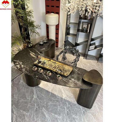 Компонент Lavabo Полированный черный кварцитовый Ванни-топ для конца дизайна ванной в Бразилии