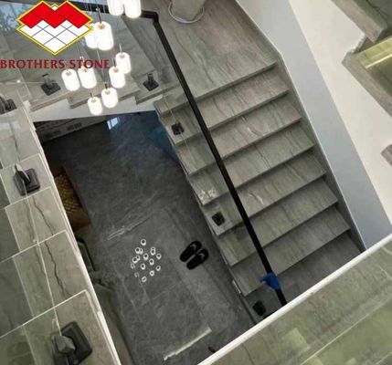 Инженерные напольные стеновые панели / доски из серого древесного зернового мрамора для индивидуального стиля