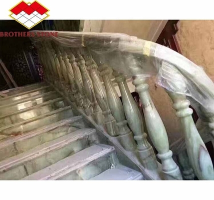Белый и зеленый оникс мраморная рукоятка для лестницы современные полированные балюстрады колонны