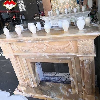 Вилла Гостиная Камин Окружает Современные Внутренние Марморовые Каменные Камины