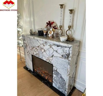 Вилла Гостиная Камин Окружает Современные Внутренние Марморовые Каменные Камины